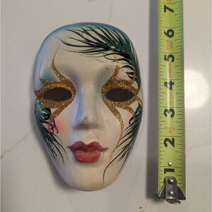 Vintage Italian Ceramic Venetian Glitter Mardi Gras Wall Decor Mask
